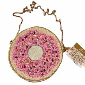 From India to You Pink Beaded Donut Crossbody Bag